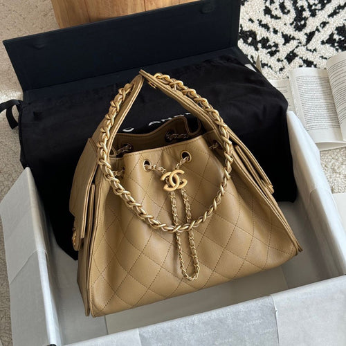 Quilted Bucket Bag — Black & Pastels