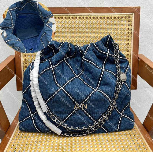 Quilted Patchwork Denim Bucket Tote