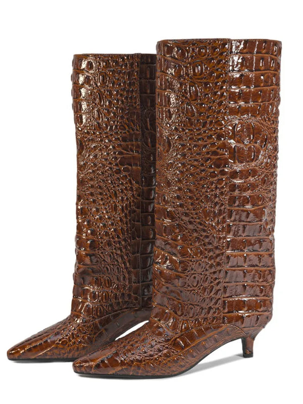 Women's Kitten Heel Knee-High Boots