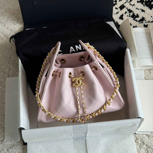 Quilted Bucket Bag — Black & Pastels