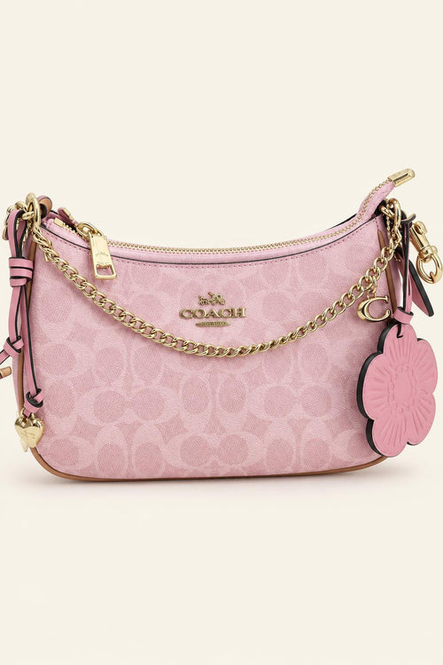 Printed Chain Accent Shoulder Bag