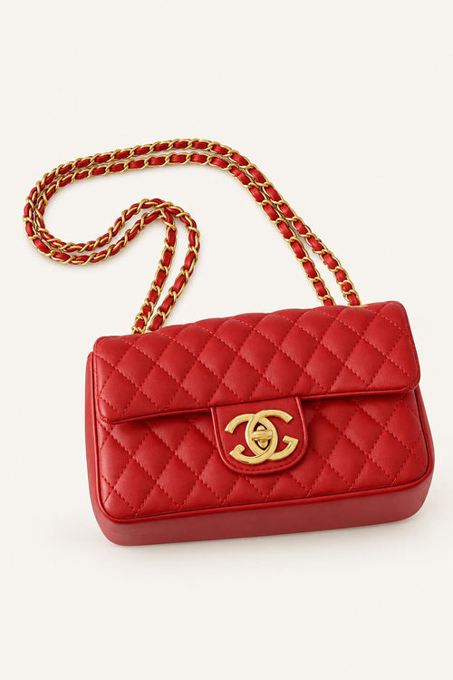 Quilted Chain Flap Crossbody Bag