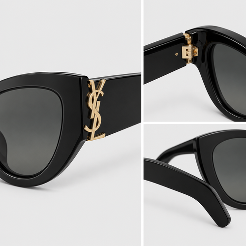 Gold-Logo Retro Cat-Eye Sunglasses
