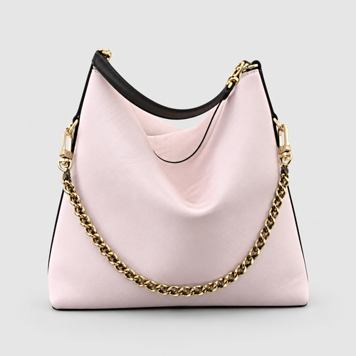 Chain Trim Hobo Shoulder Bag