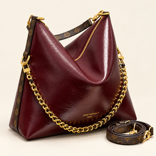 Chain Trim Hobo Shoulder Bag
