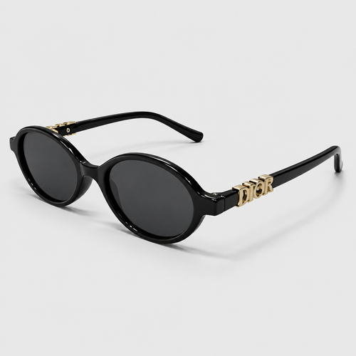 Oval Sunglasses with Metal Detail