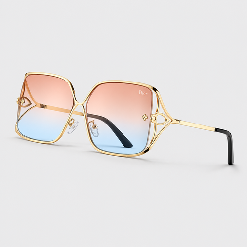 Unisex Square Metal Gradient Sunglasses