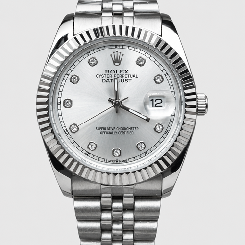 Fluted-Bezel Textured Dial Watch
