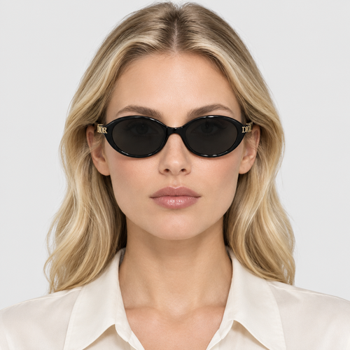 Oval Sunglasses with Metal Detail