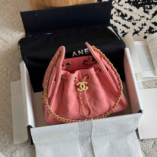 Quilted Bucket Bag — Metallic & Earth