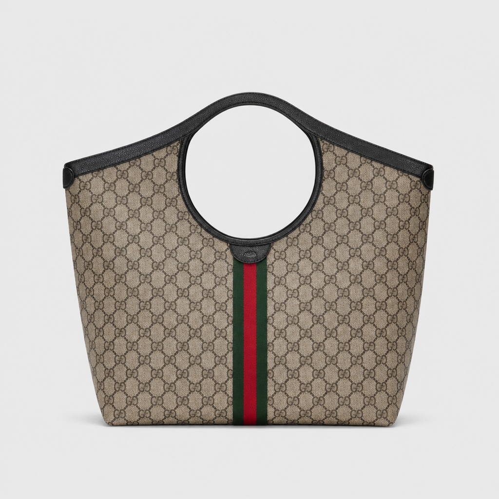 Geometric Checker Tote Bag — Black — front black