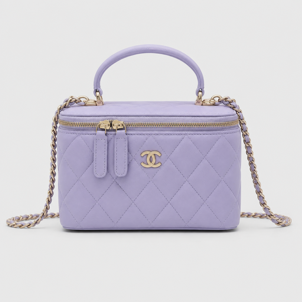 Quilted Vanity Case Crossbody — front 11 — Lavender 18 cm — Top Handle