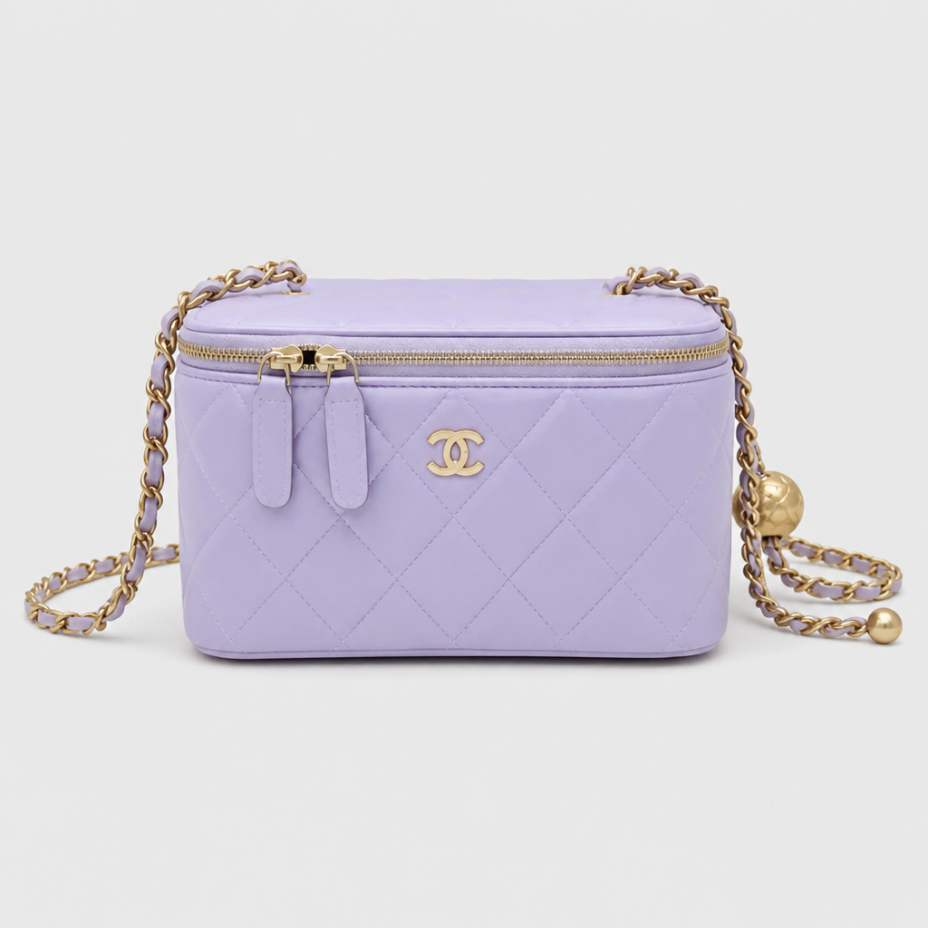Quilted Vanity Case Crossbody — front 13 — Lavender 18 cm — Chain Strap Only