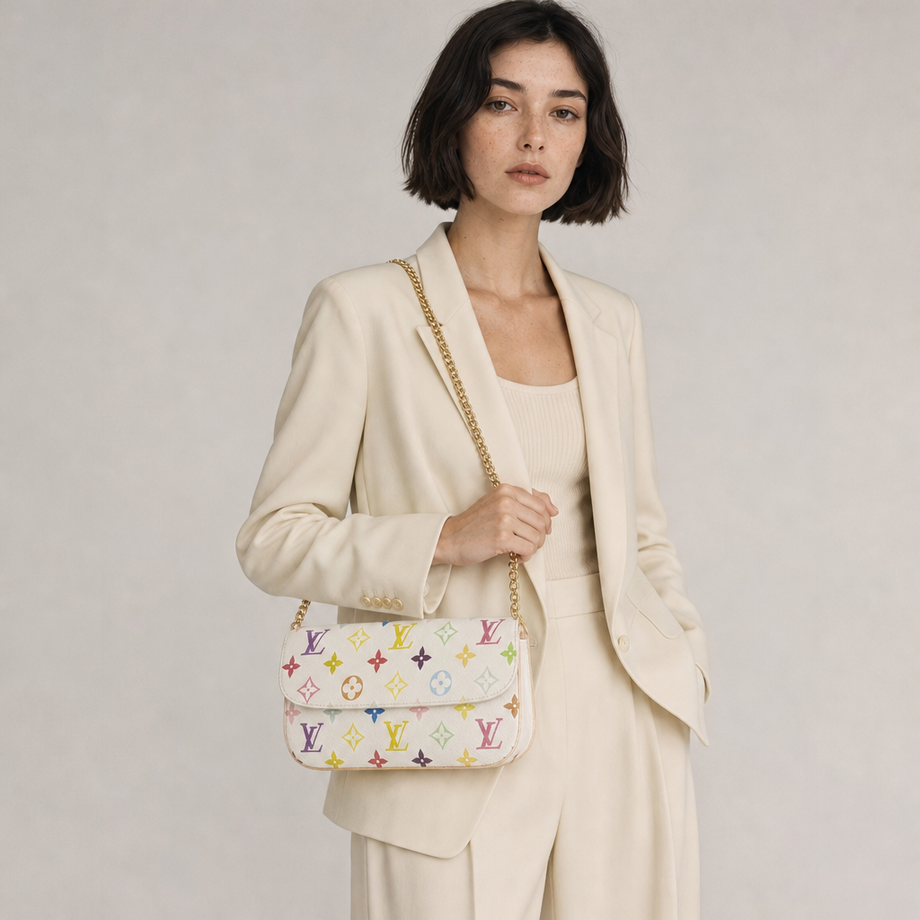 Multicolor Monogram Flap Chain Bag — editorial carried