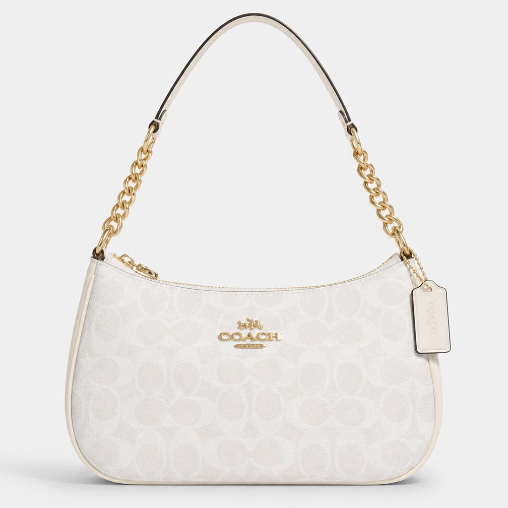 JT Sunday SOP Oct13 | Women's Classic Underarm One-Shoulder Bag | front-007 | Glacier White Signature Pattern