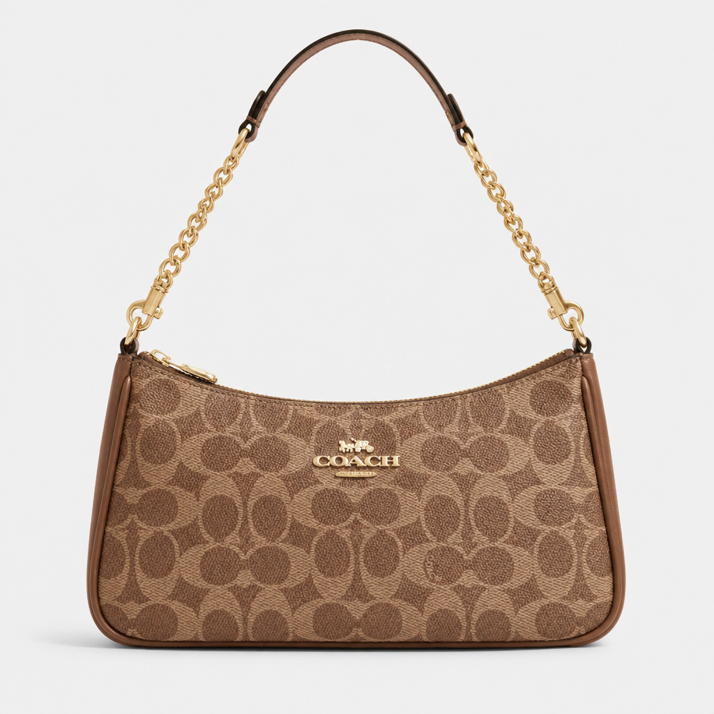 JT Sunday SOP Oct13 | Women's Classic Underarm One-Shoulder Bag | front-008 | Caramel Signature Pattern
