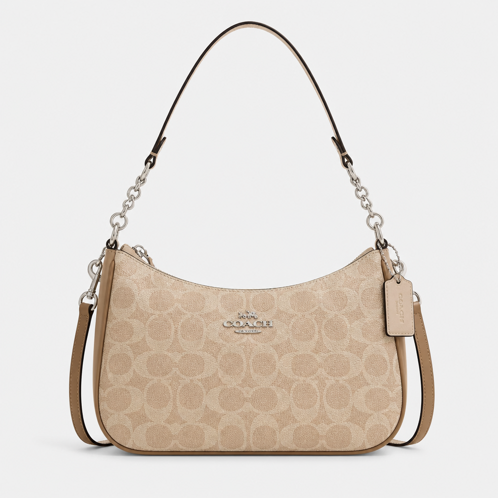 JT Sunday SOP Oct13 | Women's Classic Underarm One-Shoulder Bag | front-009 | Sand Signature Pattern