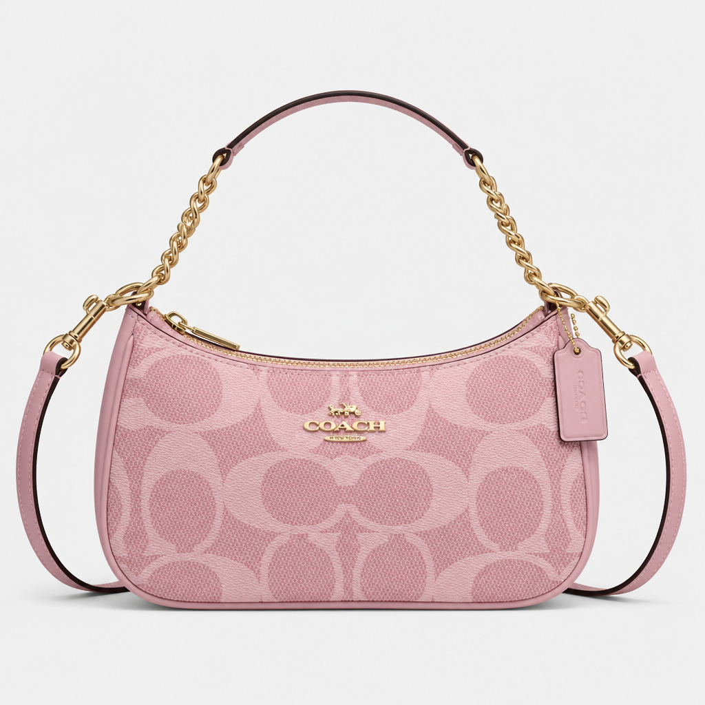 JT Sunday SOP Oct13 | Women's Classic Underarm One-Shoulder Bag | front-017 | Pink Large Signature Pattern