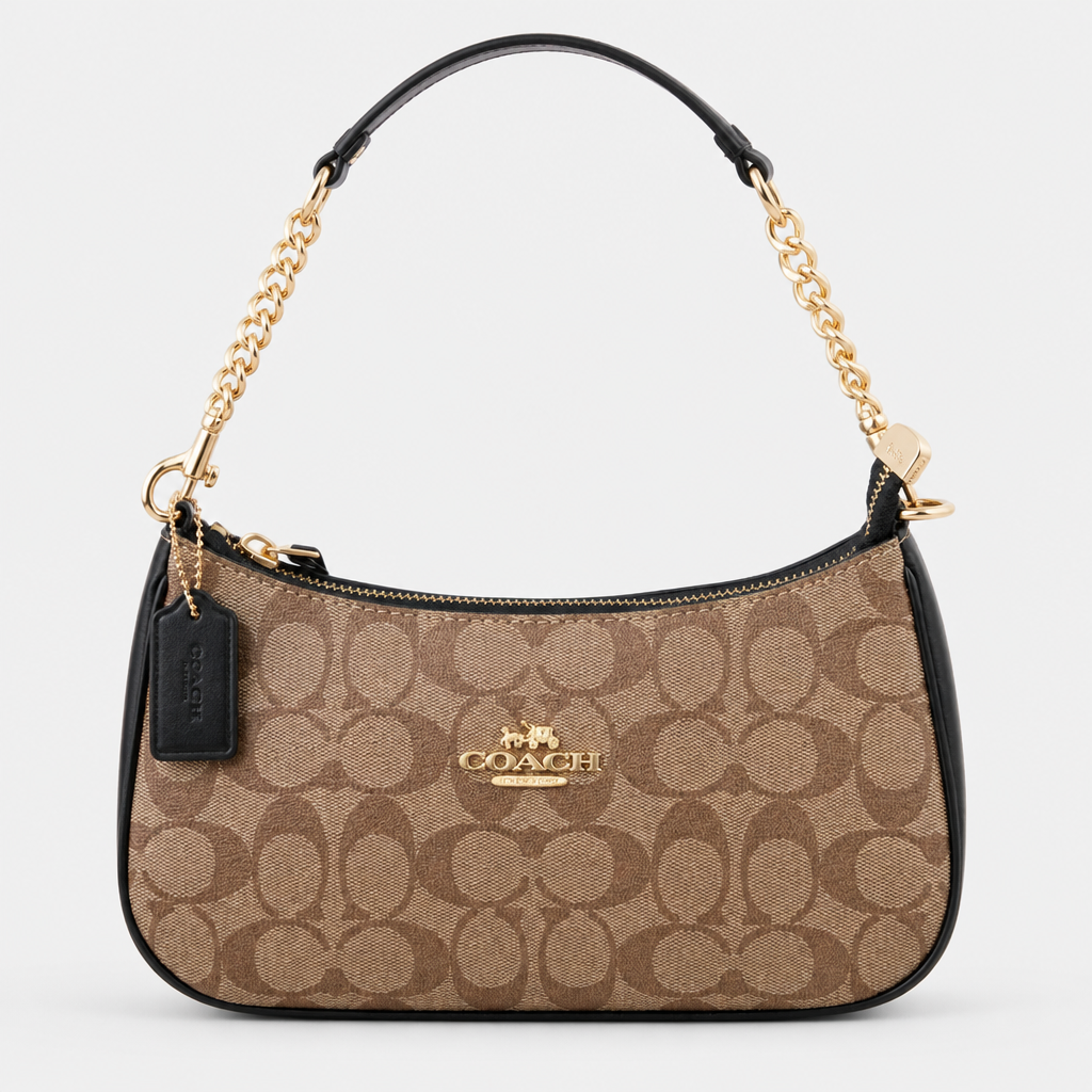 JT Sunday SOP Oct13 | Women's Classic Underarm One-Shoulder Bag | front-020 | Black-Brown Signature Pattern