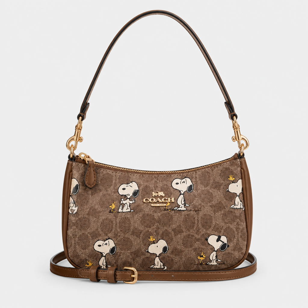 JT Sunday SOP Oct13 | Women's Classic Underarm One-Shoulder Bag | front-021 | Brown Character Print