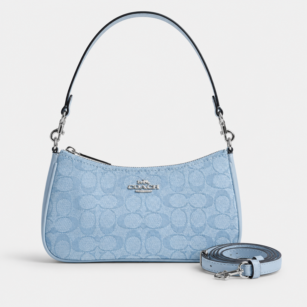 JT Sunday SOP Oct13 | Women's Classic Underarm One-Shoulder Bag | front-027 | Light Blue Signature Pattern