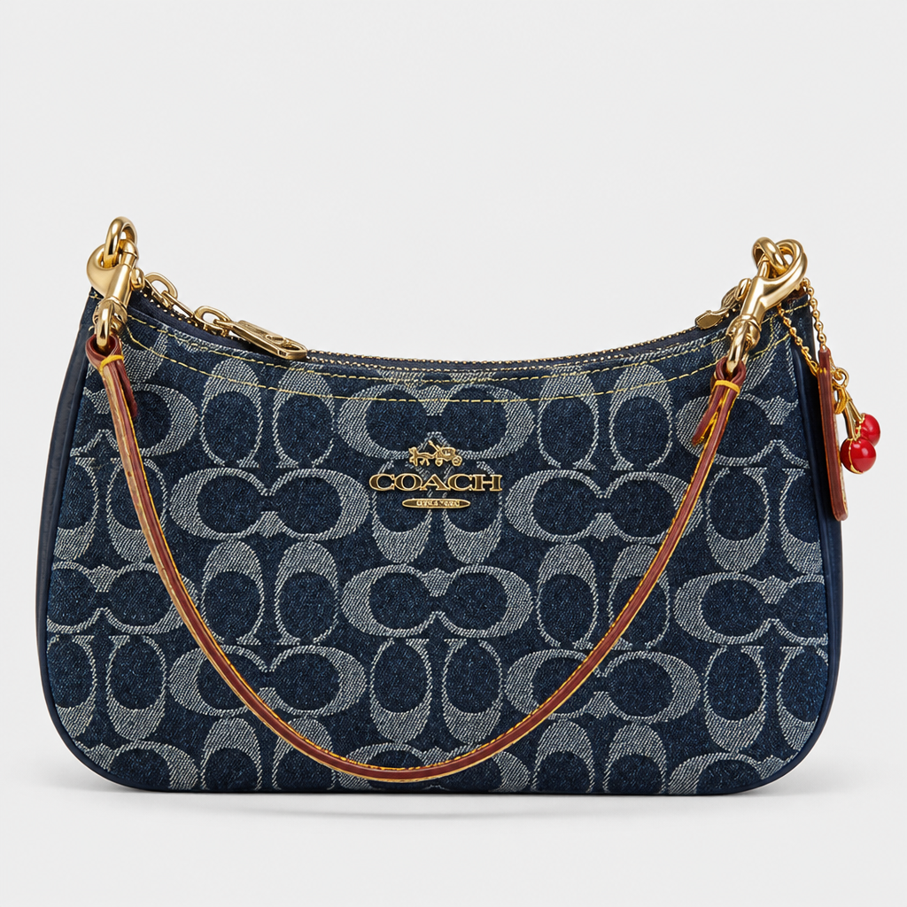 JT Sunday SOP Oct13 | Women's Classic Underarm One-Shoulder Bag | front-030 | Navy Cherry Print