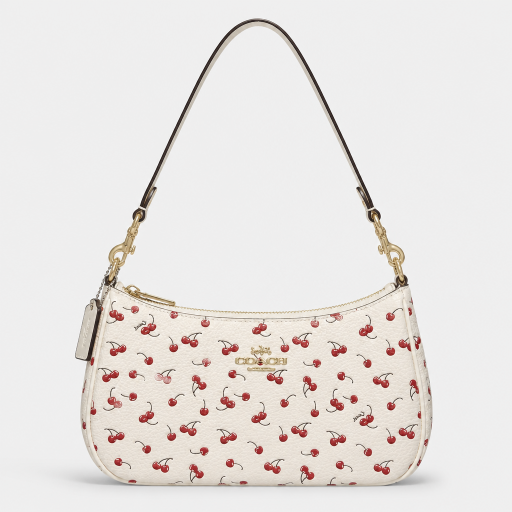 JT Sunday SOP Oct13 | Women's Classic Underarm One-Shoulder Bag | front-035 | White Cherry Print