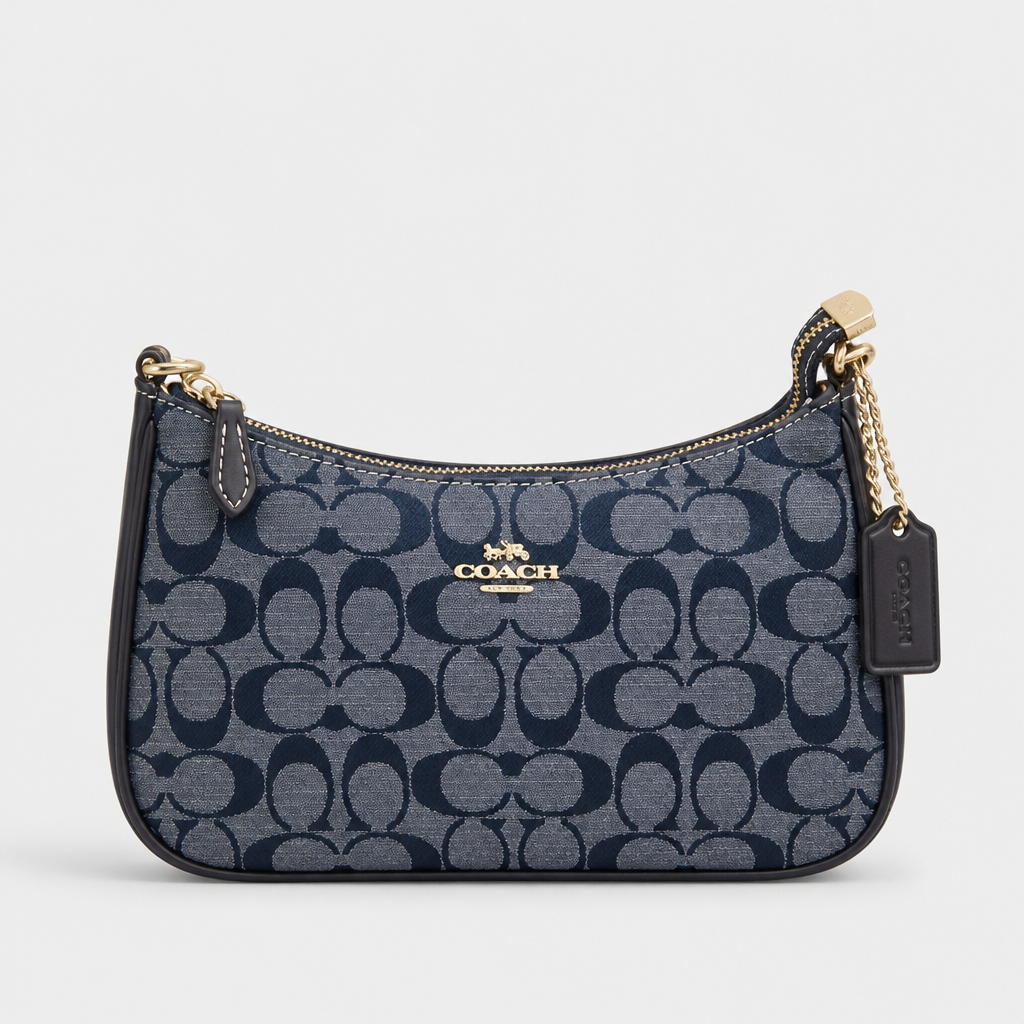 JT Sunday SOP Oct13 | Women's Teri Classic Chain Underarm Shoulder Bag | front-008 | Navy Circle Print