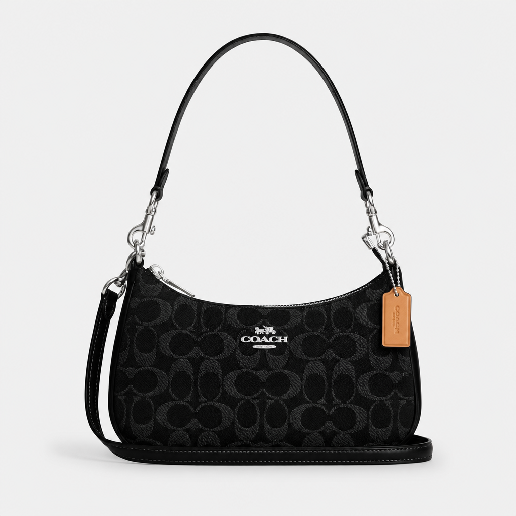 JT Sunday SOP Oct13 | Women's Teri Classic Chain Underarm Shoulder Bag | front-009 | Black Circle Print