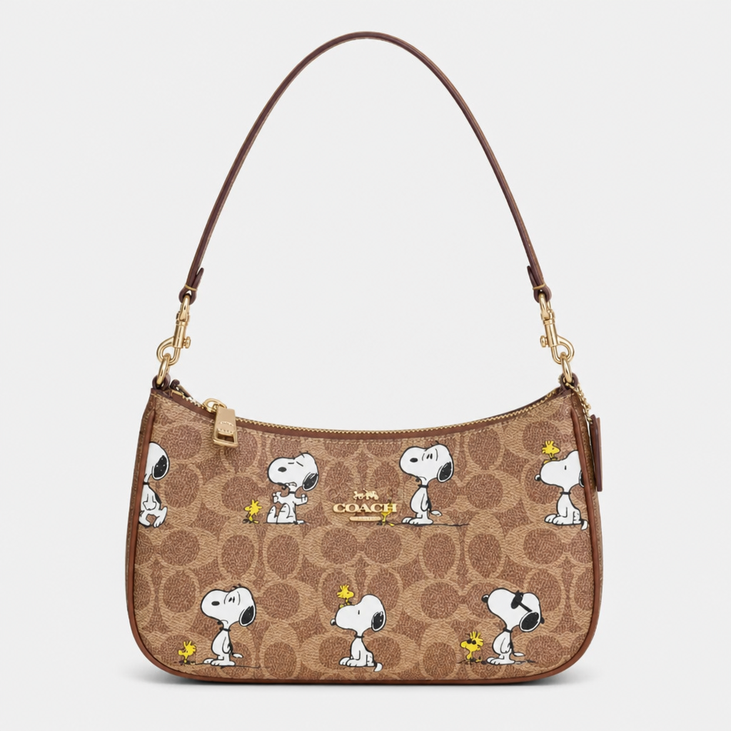 JT Sunday SOP Oct13 | Women's Teri Classic Chain Underarm Shoulder Bag | front-011 | Brown Character Print