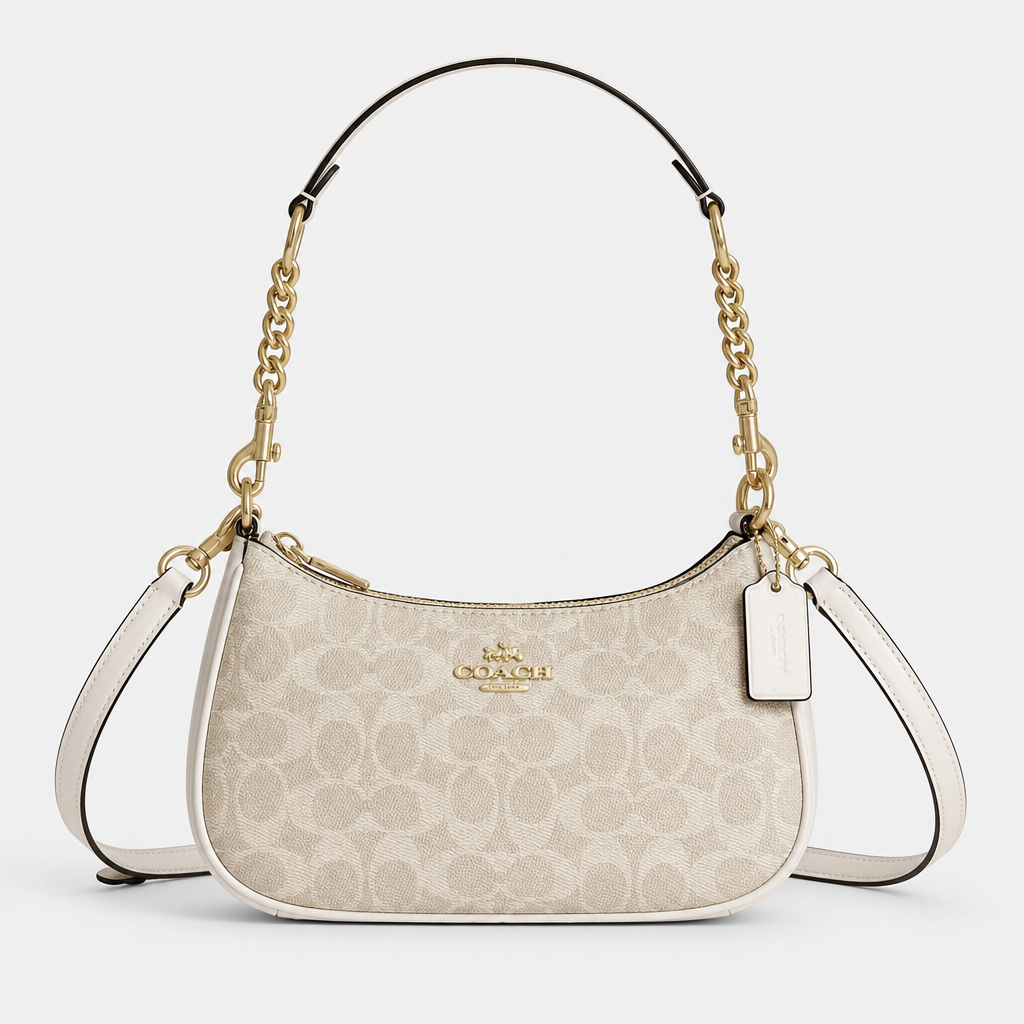 JT Sunday SOP Oct13 | Women's Teri Classic Chain Underarm Shoulder Bag | front-012 | Ivory Circle Print