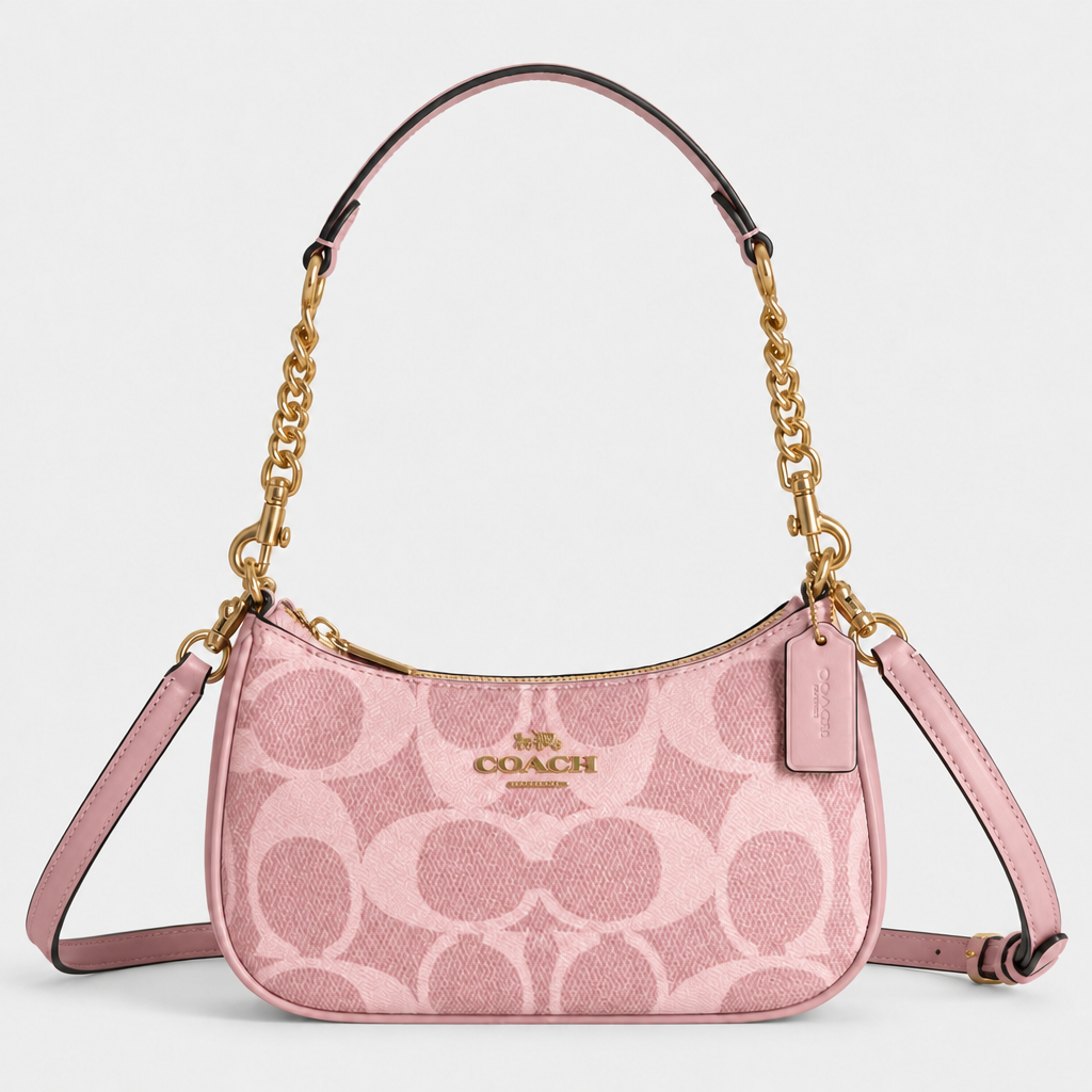 JT Sunday SOP Oct13 | Women's Teri Classic Chain Underarm Shoulder Bag | front-018 | Pink Large Circle Print | Logo corrected Oct13