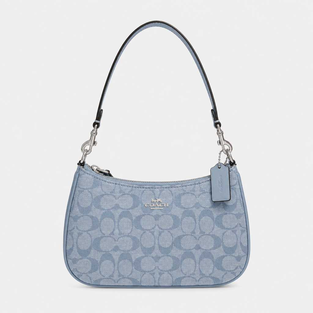 JT Sunday SOP Oct13 | Women's Teri Classic Chain Underarm Shoulder Bag | front-020 | Light Blue Circle Print