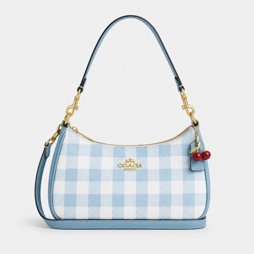 JT Sunday SOP Oct13 | Women's Teri Classic Chain Underarm Shoulder Bag | front-024 | Blue & White Plaid