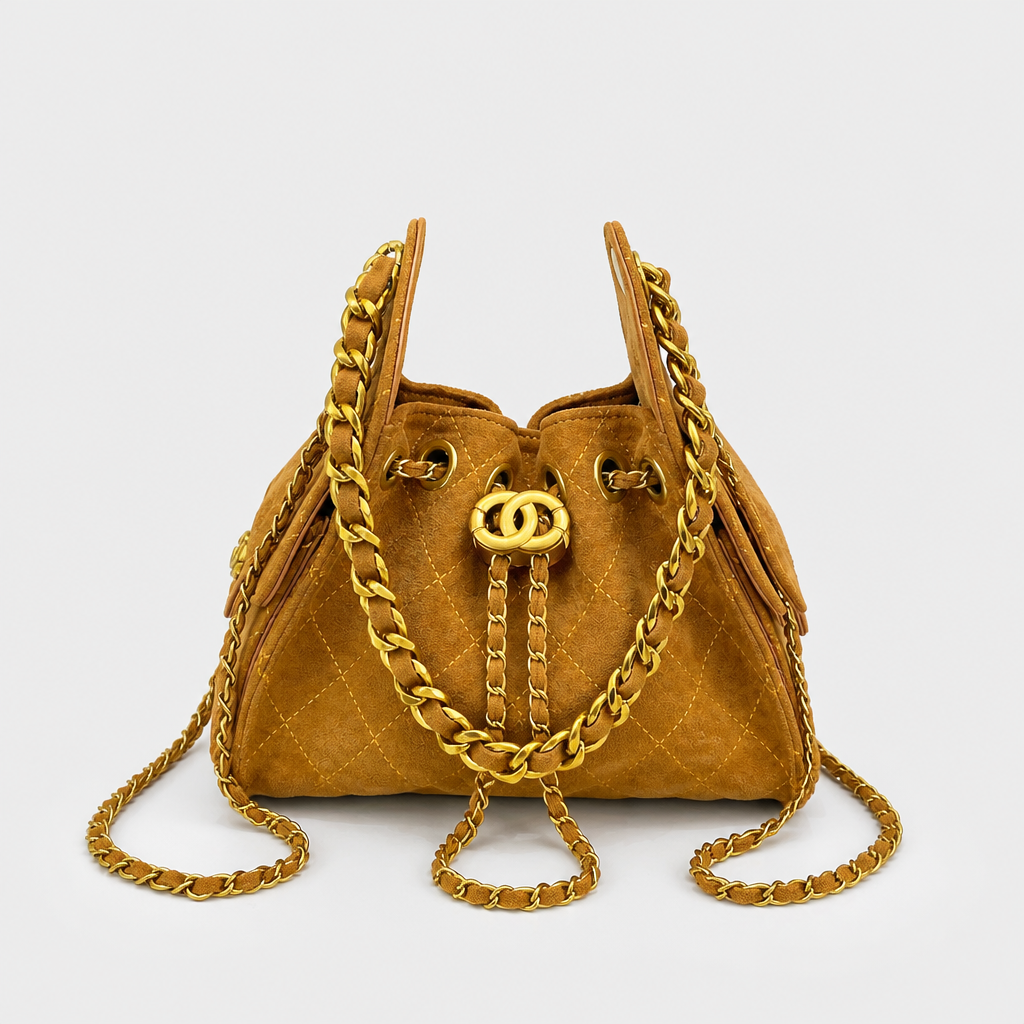 JT Sunday SOP Oct13 | Women's Fashion Chain Bucket Shoulder Bag | front-007 | Tan Brown