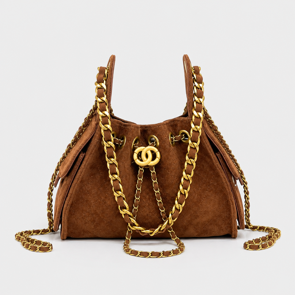 JT Sunday SOP Oct13 | Women's Fashion Chain Bucket Shoulder Bag | front-008 | Dark Brown