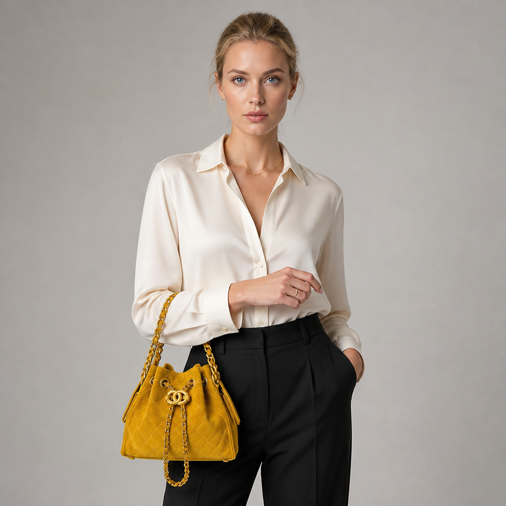JT Sunday SOP Oct13 | Women's Fashion Chain Bucket Shoulder Bag | model-a-studio | studio model