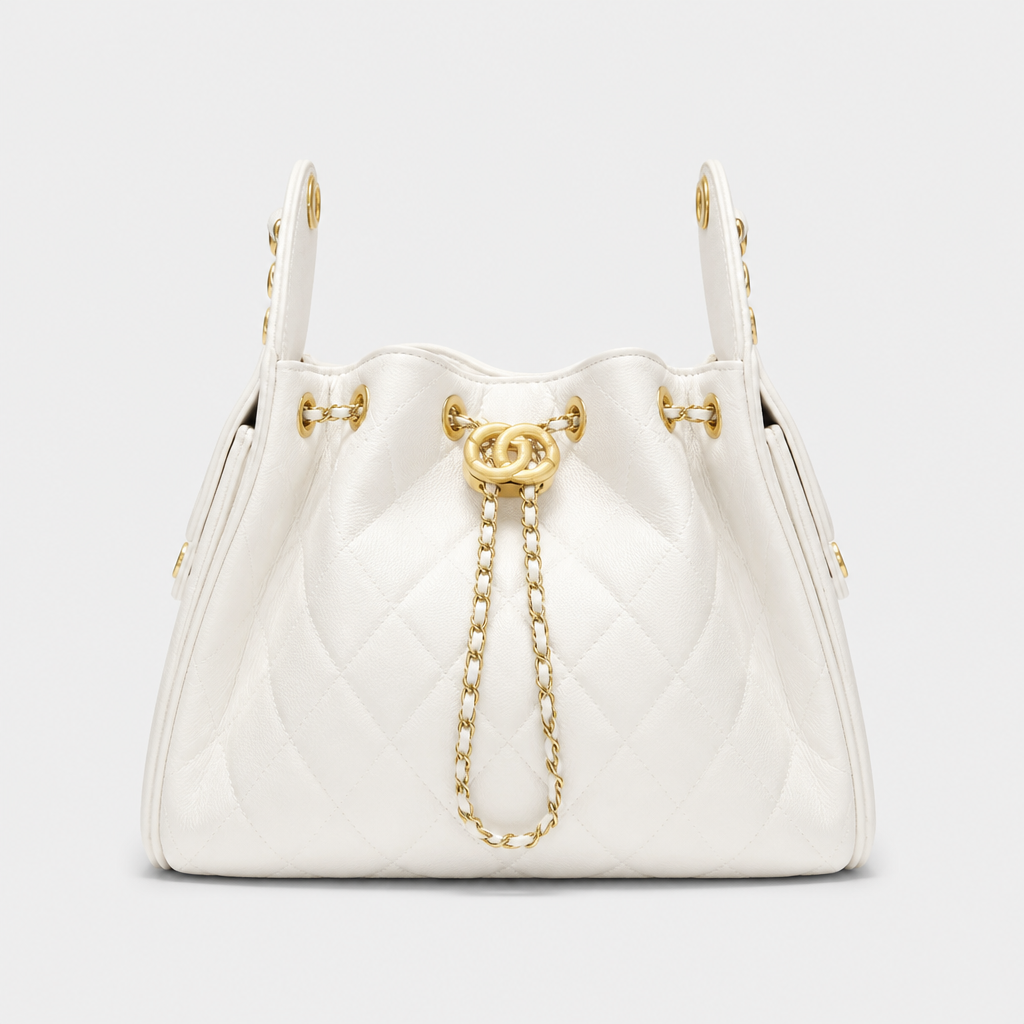 JT Sunday SOP Oct13 | Women's Diamond Quilted Chain Underarm Shoulder Bag | front-007 | White — Large