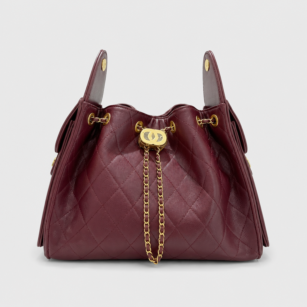 JT Sunday SOP Oct13 | Women's Diamond Quilted Chain Underarm Shoulder Bag | front-009 | Burgundy — Large