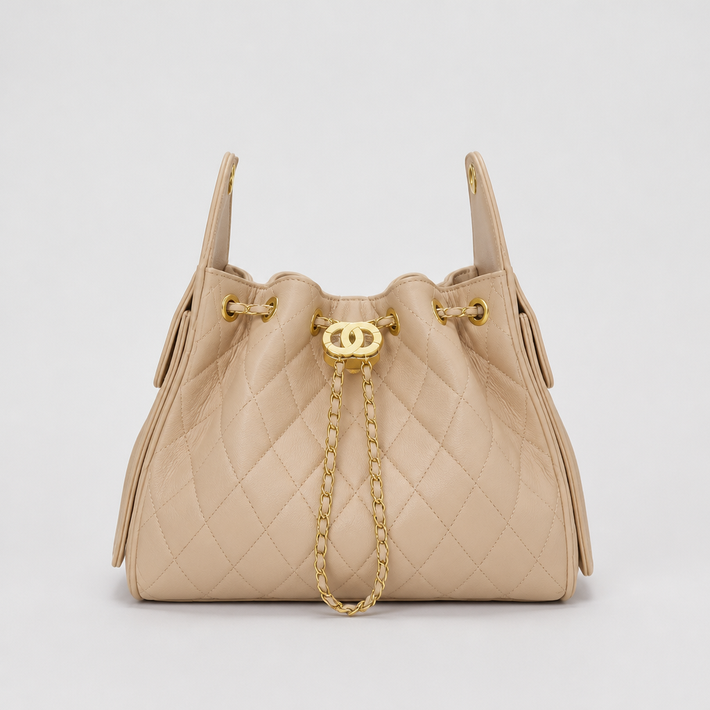 JT Sunday SOP Oct13 | Women's Diamond Quilted Chain Underarm Shoulder Bag | front-010 | Khaki — Large