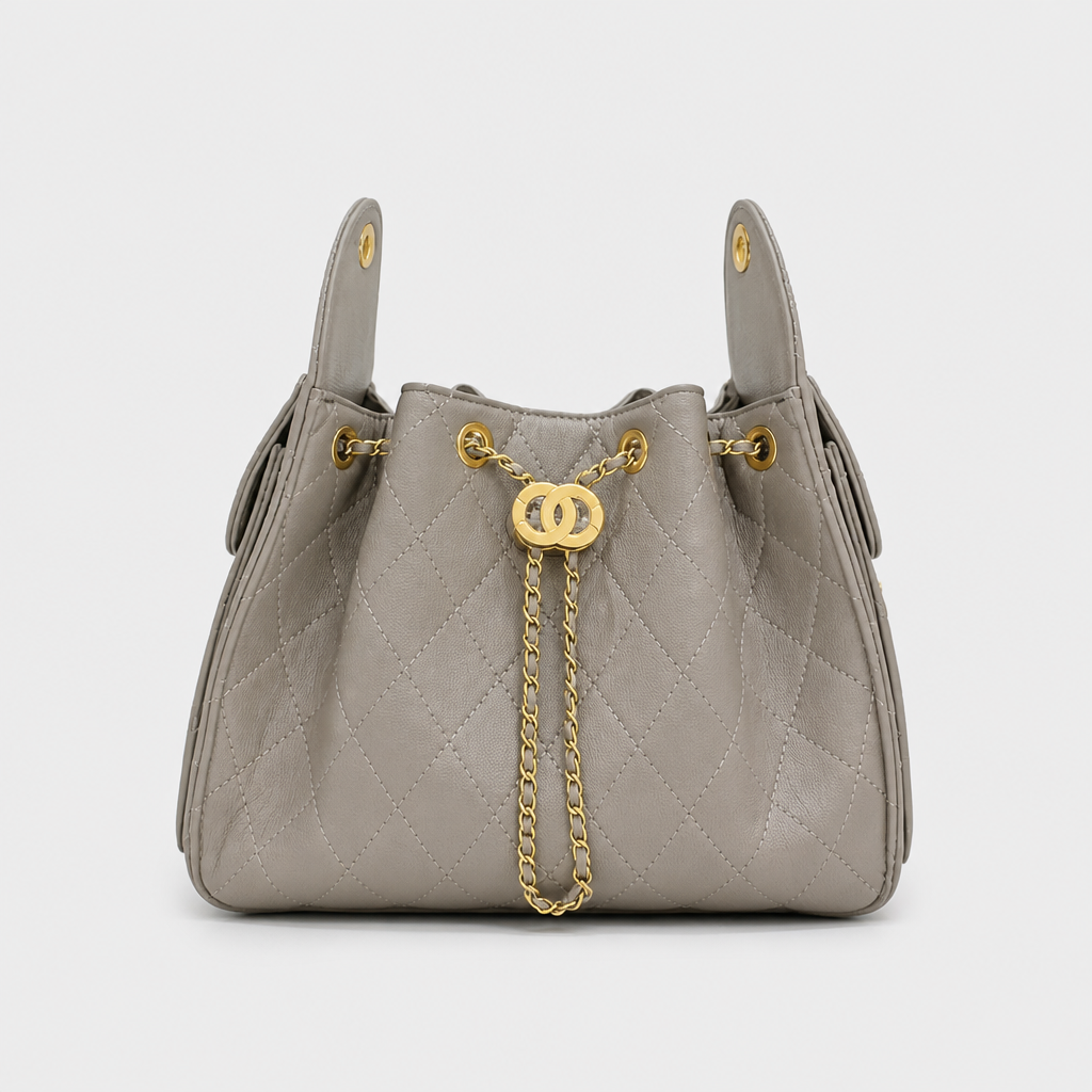 JT Sunday SOP Oct13 | Women's Diamond Quilted Chain Underarm Shoulder Bag | front-011 | Gray — Large