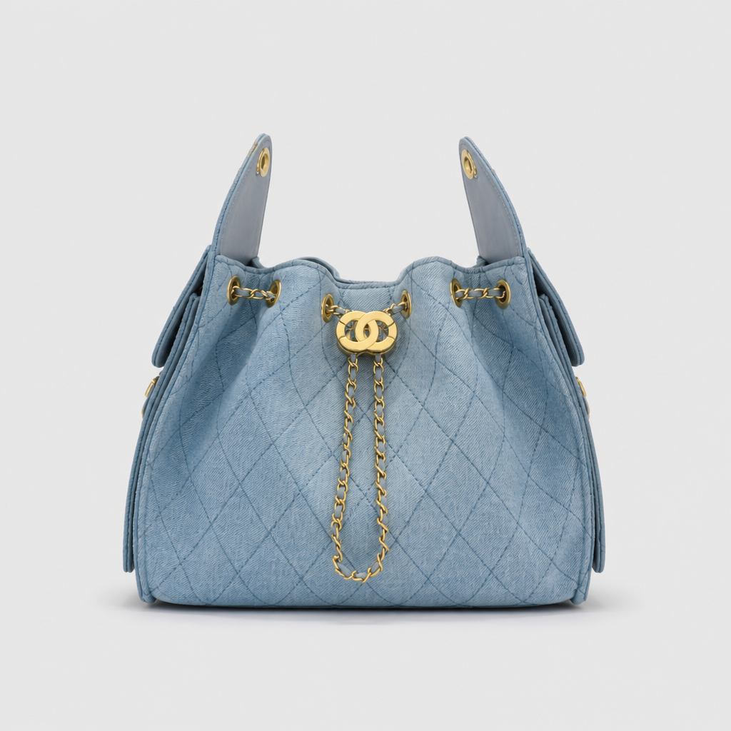 JT Sunday SOP Oct13 | Women's Diamond Quilted Chain Underarm Shoulder Bag | front-012 | Denim Blue — Large