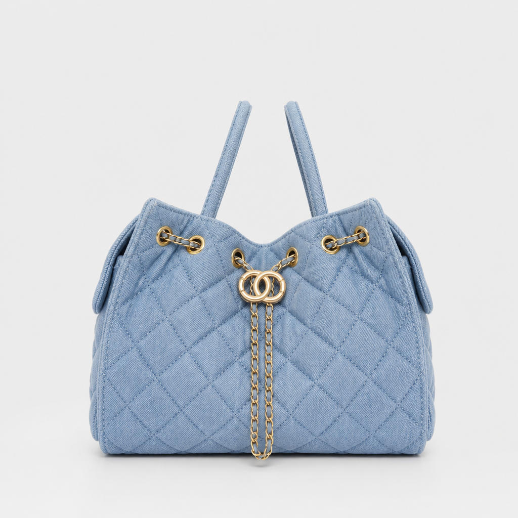 JT Sunday SOP Oct13 | Women's Diamond Quilted Chain Underarm Shoulder Bag | front-013 | Light Denim Blue — Large