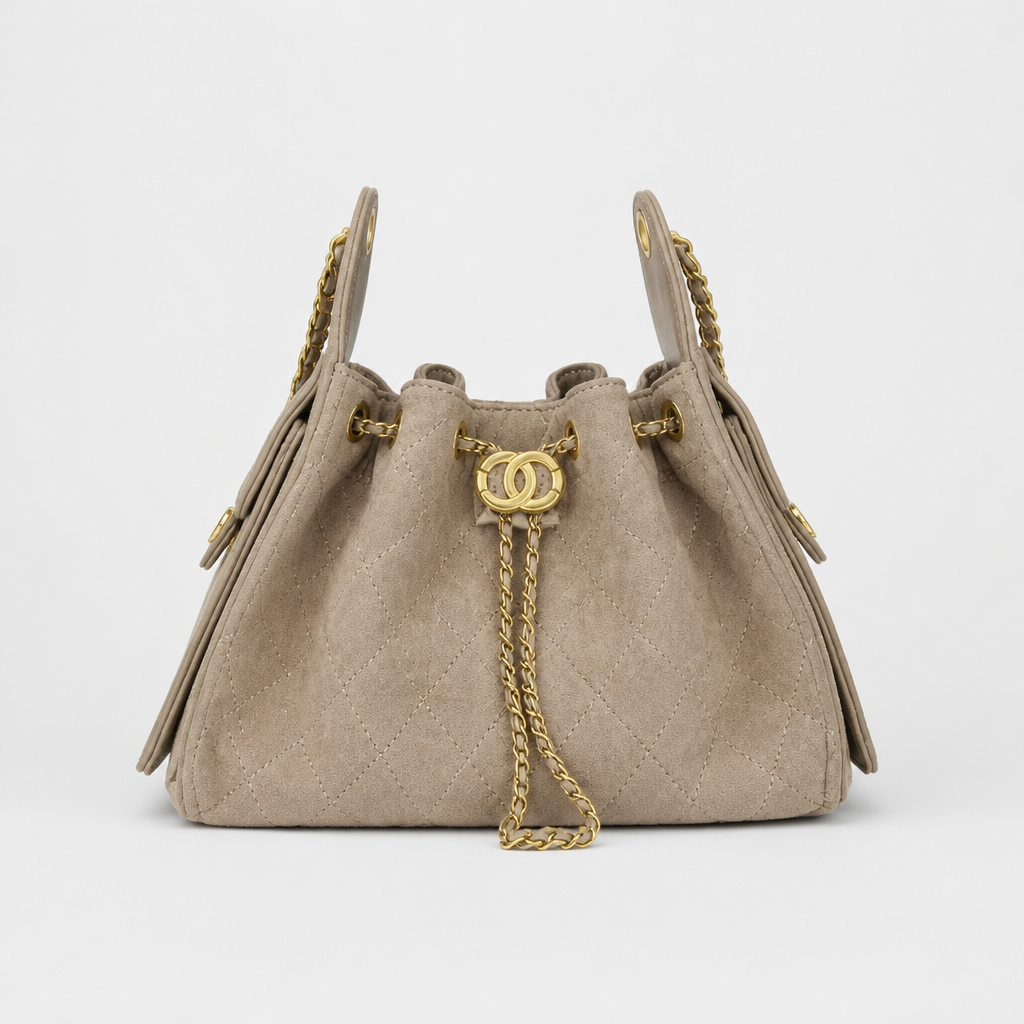JT Sunday SOP Oct13 | Women's Diamond Quilted Chain Underarm Shoulder Bag | front-015 | Suede Gray — Large