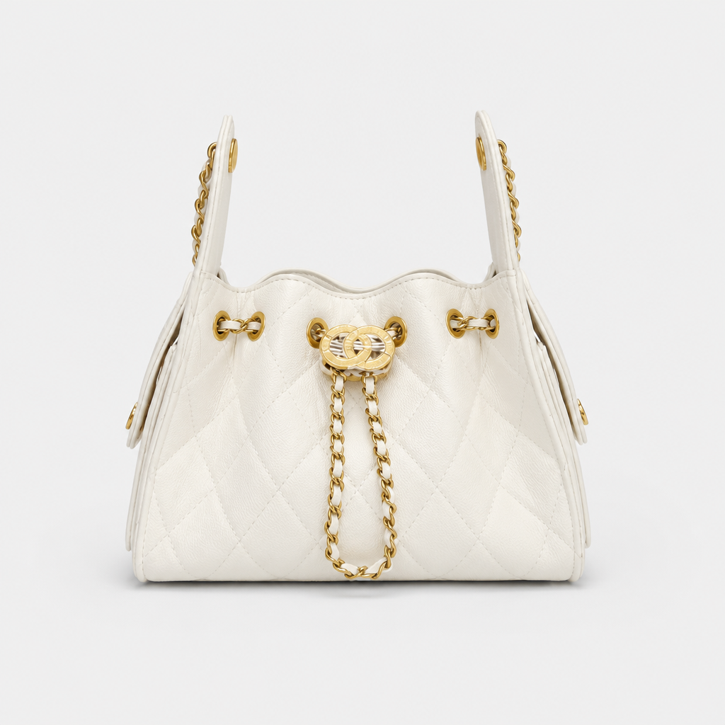 JT Sunday SOP Oct13 | Women's Diamond Quilted Chain Underarm Shoulder Bag | front-019 | White — Small