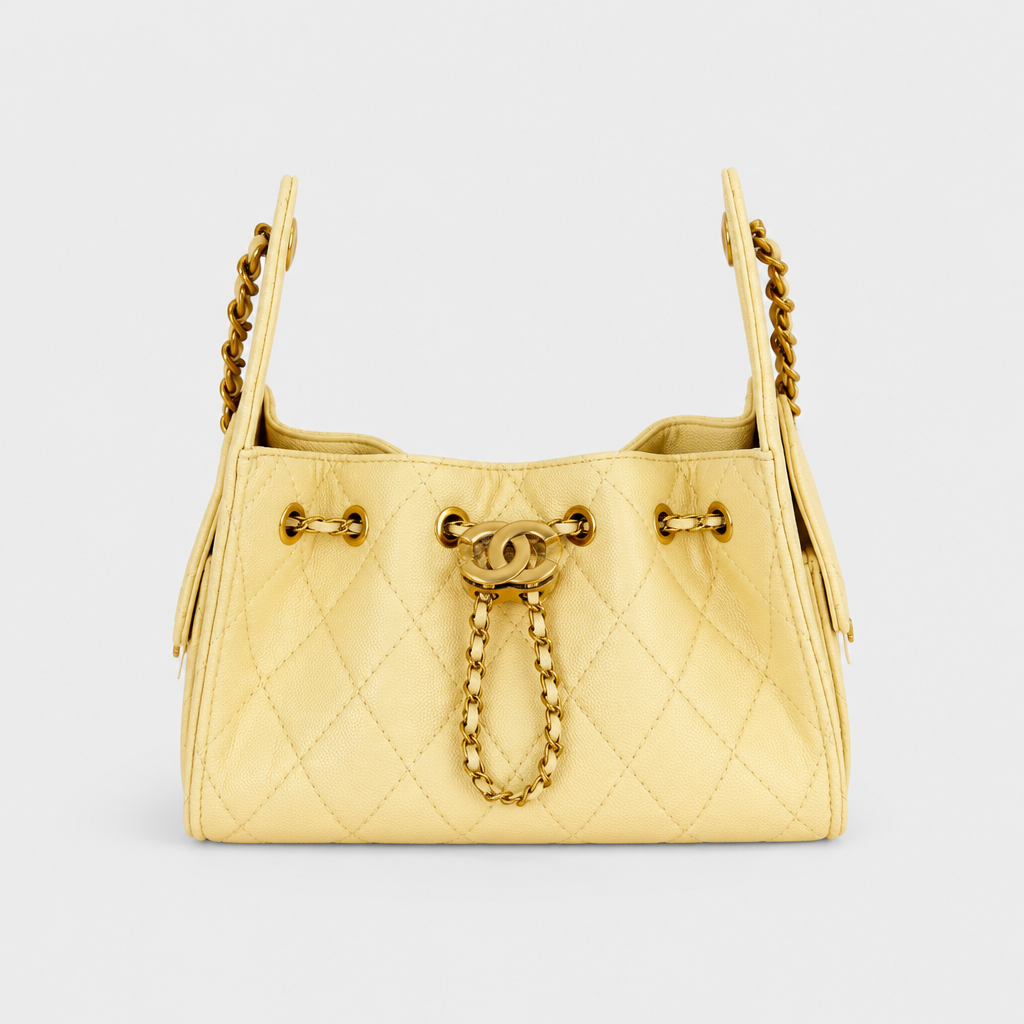 JT Sunday SOP Oct13 | Women's Diamond Quilted Chain Underarm Shoulder Bag | front-022 | Yellow — Small