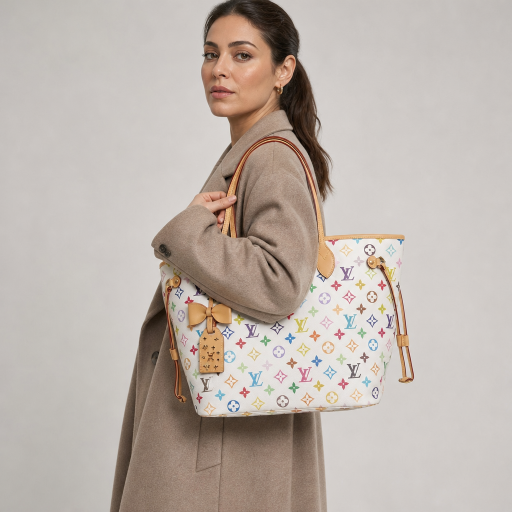 Multicolor Monogram Tote Bag — editorial carried