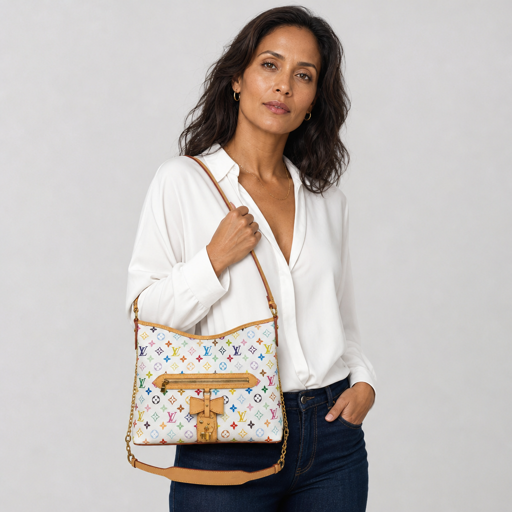 Multicolor Monogram Zip Shoulder Bag — editorial carried