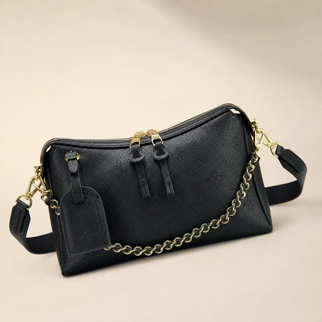 Chain-Trim Mini Barrel Bag — detail