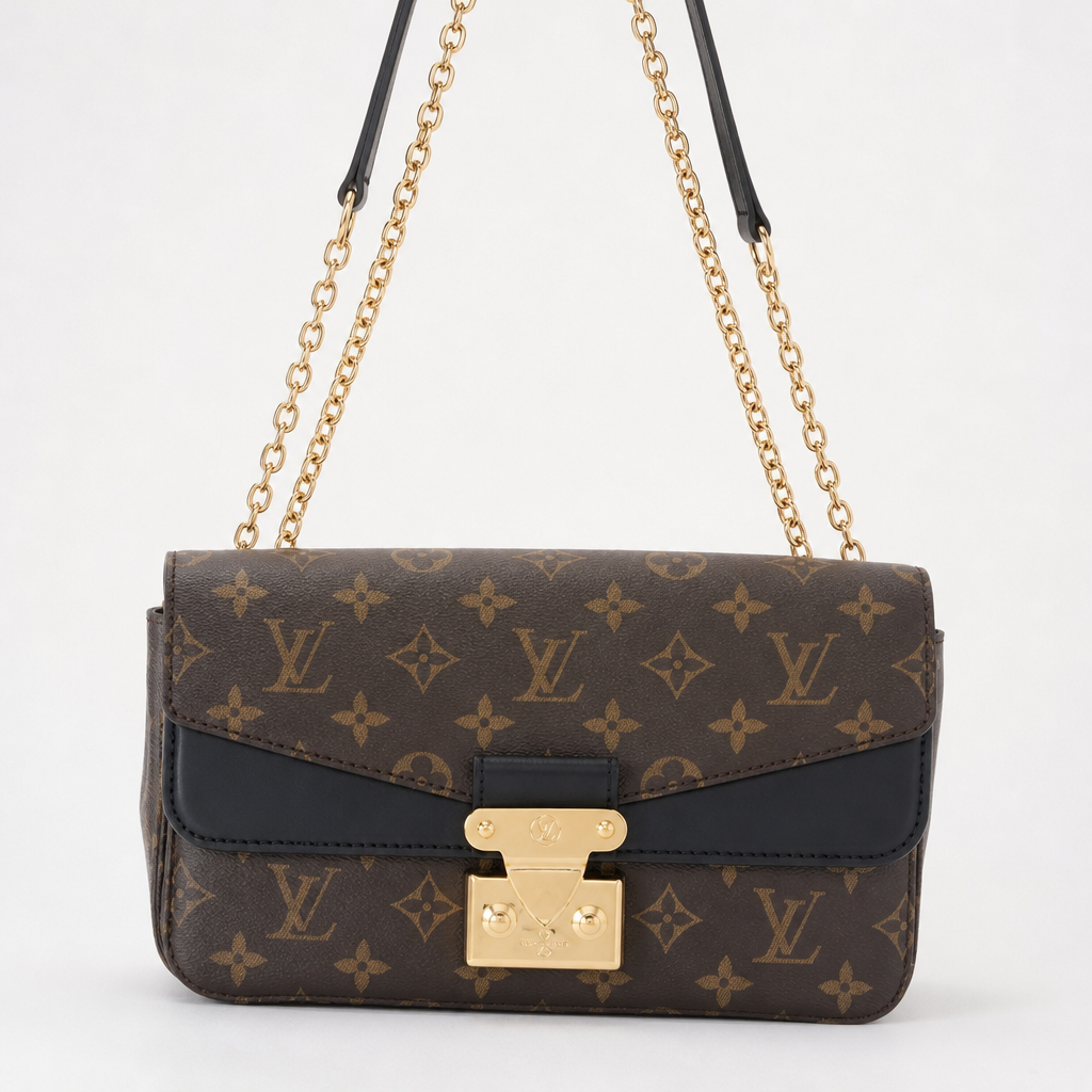 Monogram Lock-Flap Shoulder Bag — detail